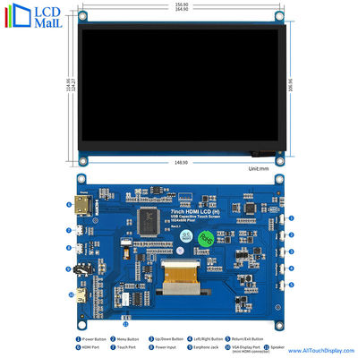 7인치 HDMI TFT 디스플레이 1024*600 점 HDM 인터페이스 6시 오전 시청